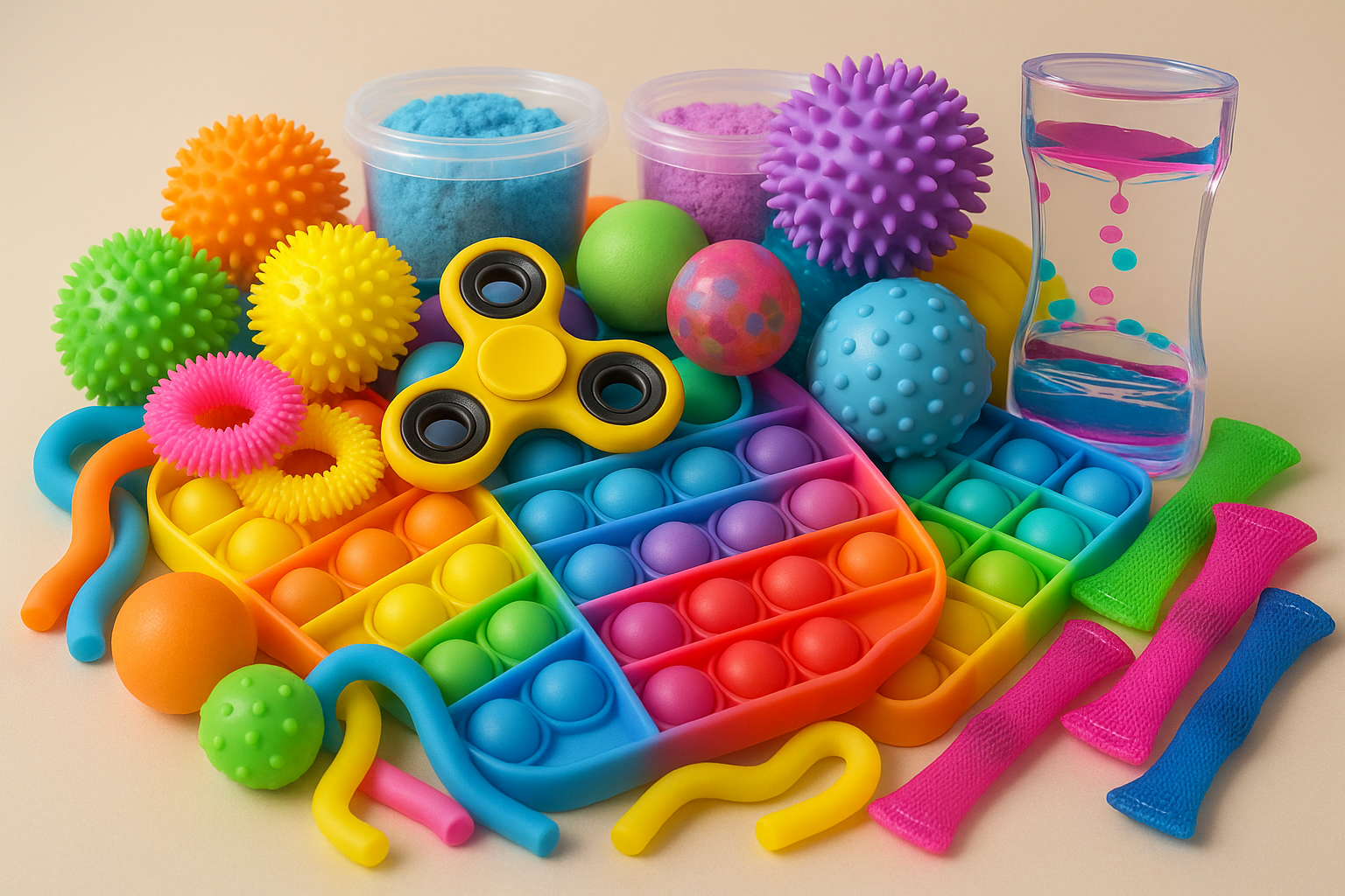 sensory toys in a pile